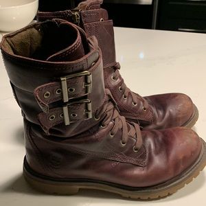 Timberland Womens Double Strap 8" Waterproof Boots 8236A Burgund US 8.5 EU 39.5